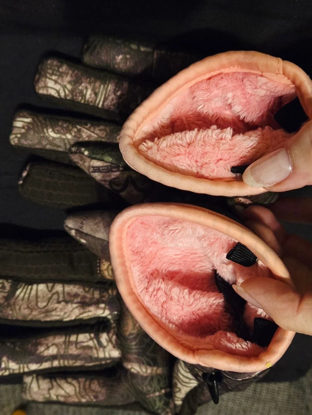 Huntworth Camo Women's Gloves MLWith Pink Fur Inside